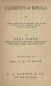 Front cover of Elements of morals by Janet, Paul