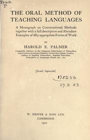 Front cover of The oral method of teaching languages by Harold E. Palmer