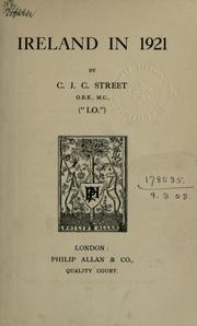 Cover of Ireland in 1921 by Cecil John Charles Street