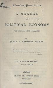 Cover of A Manual of Political Economy for Schools and Colleges by James E. Thorold Rogers