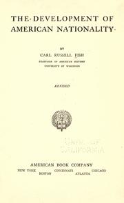 Front cover of The development of American nationality by Fish, Carl Russell