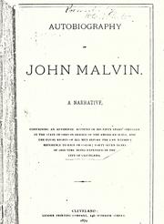 Front cover of Autobiography of John Malvin by John Malvin