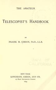Front cover of The amateur telescopist's handbook by Frank M. Gibson