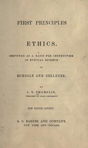 Cover of First principles of ethics by J. T. Champlin