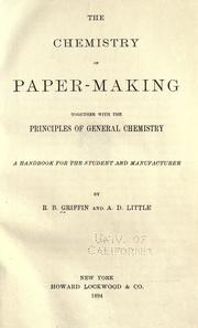 Front cover of The chemistry of paper-making by R. B. Griffin