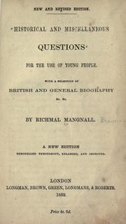 Cover of Historical and miscellaneous questions for the use of young people by Richmal Mangnall