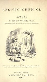 Cover of Religio chemici by Wilson, George