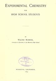 Cover of Experimental chemistry for high school students by Walter Monroe
