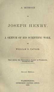 Front cover of A memoir of Joseph Henry by William B. Taylor