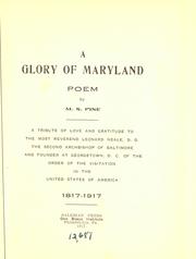 Front cover of A glory of Maryland by Finn, Mary Paulina sister