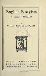 Front cover of English essayists by William Hawley Davis