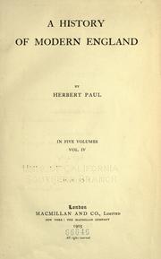 Front cover of A history of modern England by Herbert W. Paul