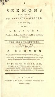 Cover of Sermons preached before the University of Oxford, in the year 1784... The by Joseph White