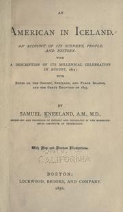 Front cover of An American in Iceland by Samuel Kneeland