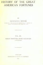 Cover of The History of the Great American Fortunes by Gustavus Myers