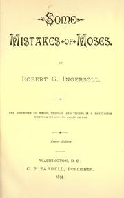 Cover of Some Mistakes of Moses by Robert Green Ingersoll