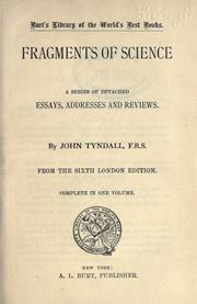 Front cover of Fragments of science by John Tyndall