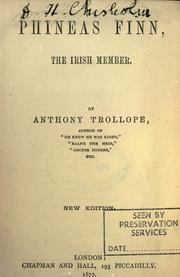 Front cover of Phineas Finn, the Irish member by Anthony Trollope