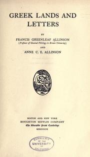 Front cover of Greek lands and letters by Francis Greenleaf Allinson