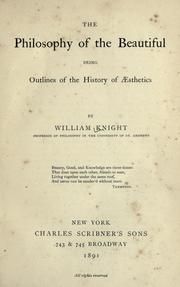 Front cover of The philosophy of the beautiful by William Angus Knight