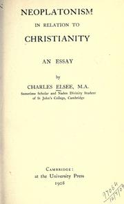 Cover of Neoplatonism in relation to Christianity by Charles Elsee