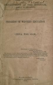 Front cover of Progress of western education in China and Siam by United States. Embassy (China)