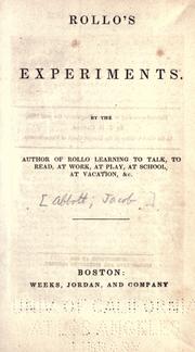 Cover of Rollo's experiments by Jacob Abbott