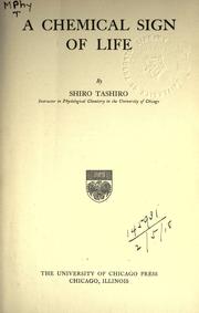 Front cover of A chemical sign of life by Shiro Tashiro