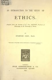 Front cover of Introduction to the study of ethics by Georg von Giźycki