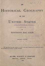 Front cover of An historical geography of the United States by Townsend MacCoun