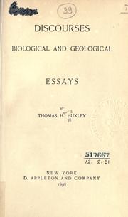 Front cover of Discourses biological and geological by Thomas Henry Huxley