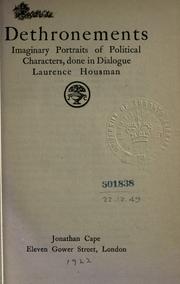Cover of Dethronements by Laurence Housman