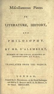 Front cover of Mélanges de littérature, d'histoire, et de philosophie by Jean Le Rond d'Alembert