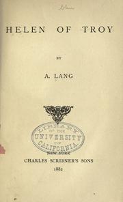 Front cover of Helen of Troy by Andrew Lang