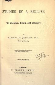 Cover of Studies by a recluse, in cloister, town, and country by Augustus Jessopp