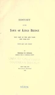 Front cover of History of the town of Kings Bridge by Thomas H. Edsall