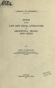 Cover of Guide to the law and legal literature of Argentina, Brazil and Chile by Borchard, Edwin Montefiore