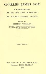 Front cover of Charles James Fox by Walter Savage Landor
