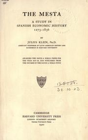 Cover of The Mesta by Julius Klein