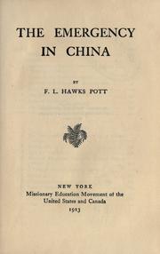 Front cover of The emergency in China by Francis Lister Hawks Pott