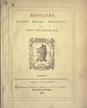 Cover of Resolves by Owen Felltham