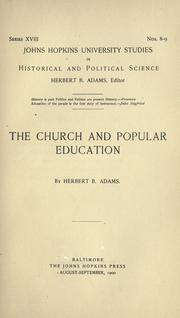 Front cover of The church and popular education by Herbert Baxter Adams