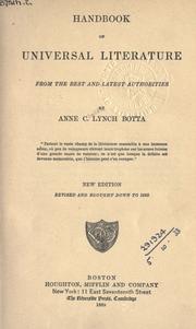 Cover of Handbook of universal literature by Anne C. Lynch Botta