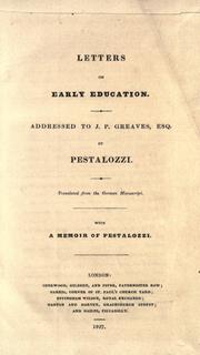 Cover of Letters on early education by Johann Heinrich Pestalozzi