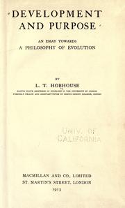 Cover of Development and purpose by L. T. Hobhouse