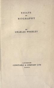 Front cover of Essays in biography by Charles Whibley