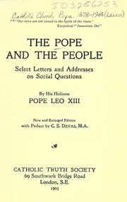 Front cover of The Pope and the people by Pope Leo XIII