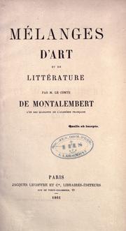 Front cover of Mélanges d'art et de littérature by Charles de Montalembert