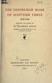 Front cover of The Edinburgh book of Scottish verse, 1300-1900 by William Macneile Dixon