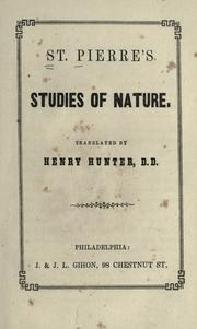 Cover of Etudes de la nature by Bernardin de Saint-Pierre